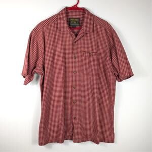 Woolrich Mens Short Sleeve Button Shirt Plaid Red Outdoors Camp Large John Rich